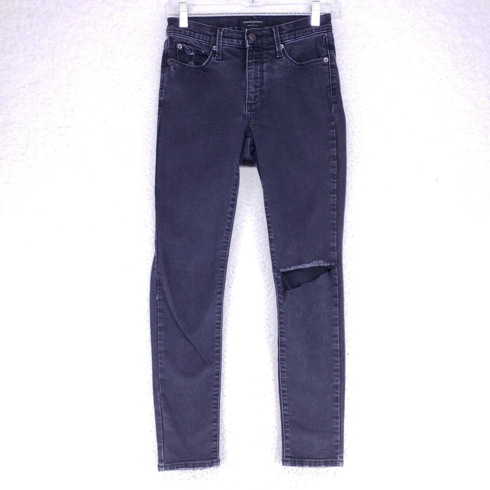 Banana Republic Black Skinny Jeans Women Size 25/0 High Rise Denim Casual Pants